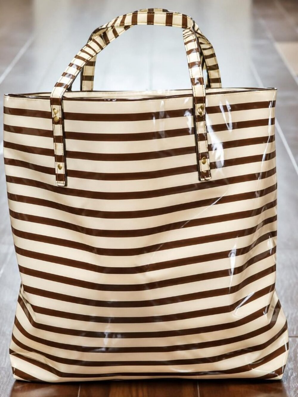 Kate Spade Penn Valley Cream & Brown Stripe Shopper Tote | Classic & Spacious - Picture 4 of 9